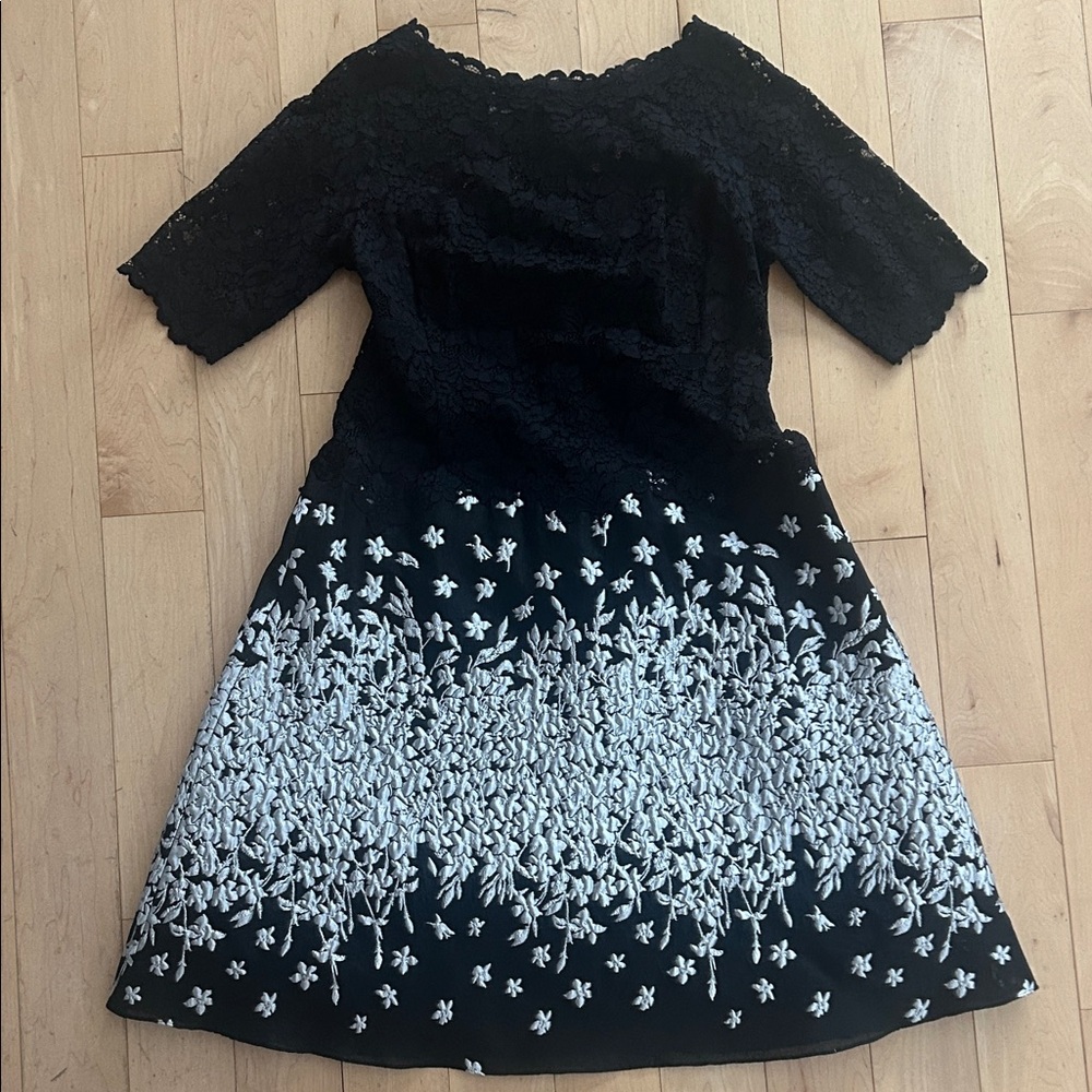 Elegant Black and White Lace Dress